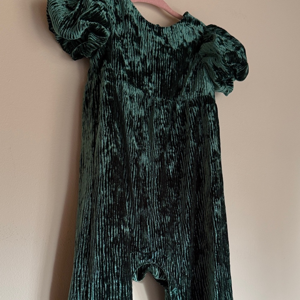 Cat & Jack Green Velvet Kids One Piece